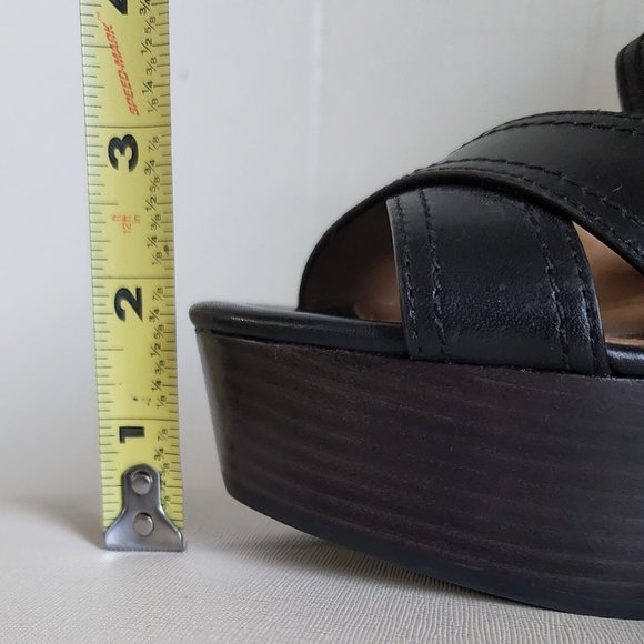 Coach Harrison Leather Platform Sandals Wedges in Black Size 7B - Picture 8 of 9